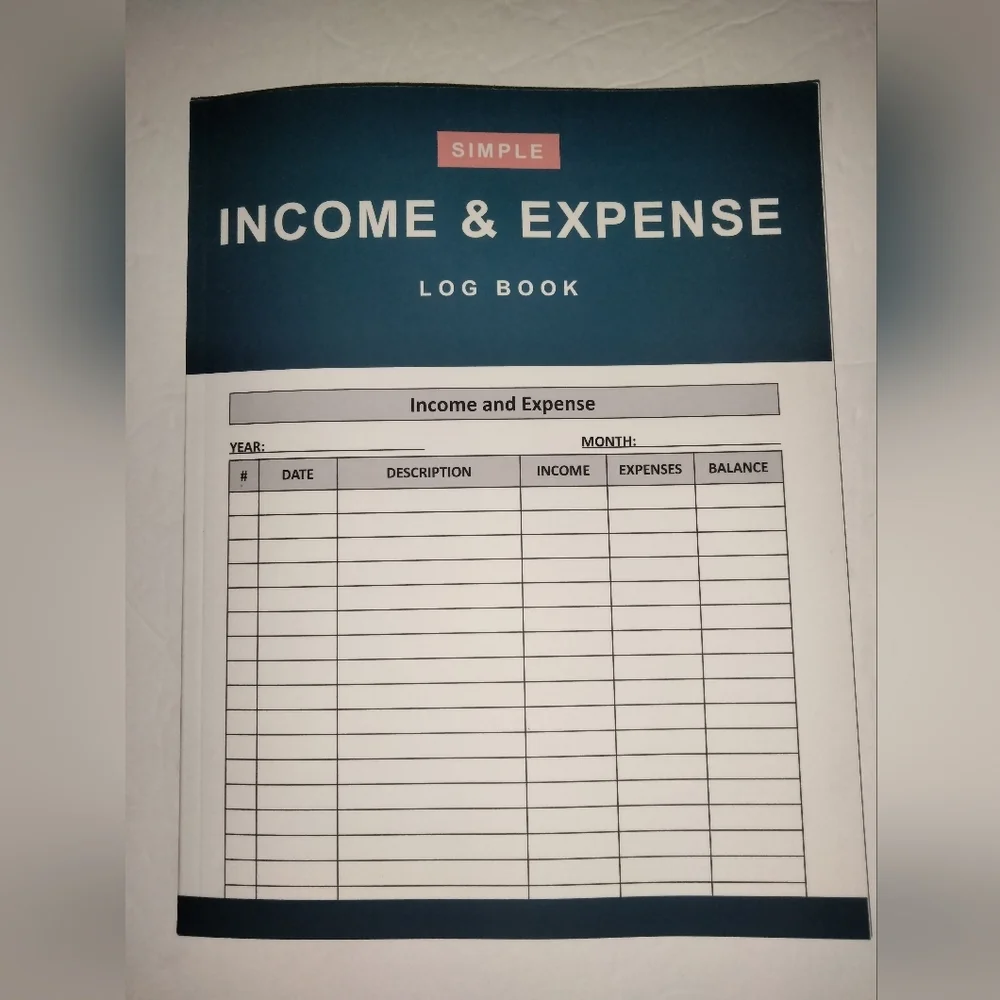 Simple Income & Expense Log Book - Blue (Lot of 2) NEW